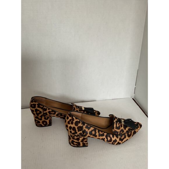 Franco Sarto - Leopard Calf Hair Slip On Low Block Heel Pumps - 9M - Picture 5 of 10